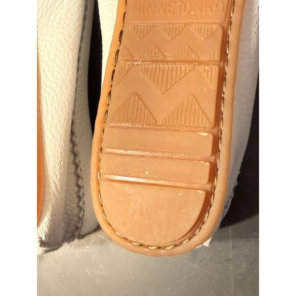 Minnetonka Deerskin Leather Gold Beaded Moccasins White Size 7.5/8 Rare Colorway - Picture 7 of 10